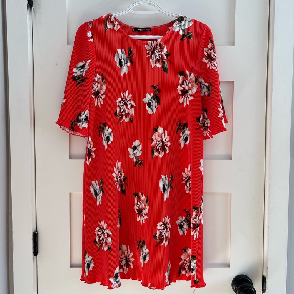 Mango floral pleated mini dress size XS